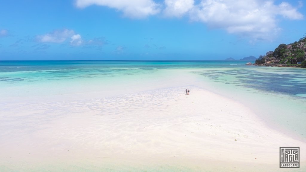 Riesige Sandbucht am Anse A La Mouche
Mah, Seychellen 2021