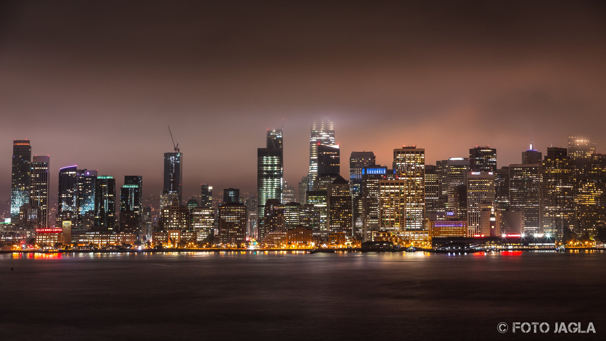 Kalifornien September 18 Oakland Bay Bridge Bei Nacht Mit Blick Auf Die Piers San Francisco